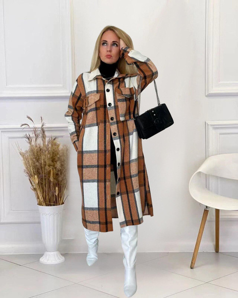 women plaid long sleeve button up blouse style wool and blends outcoat winter vintage woman jacket coat fashiontrench coats 10