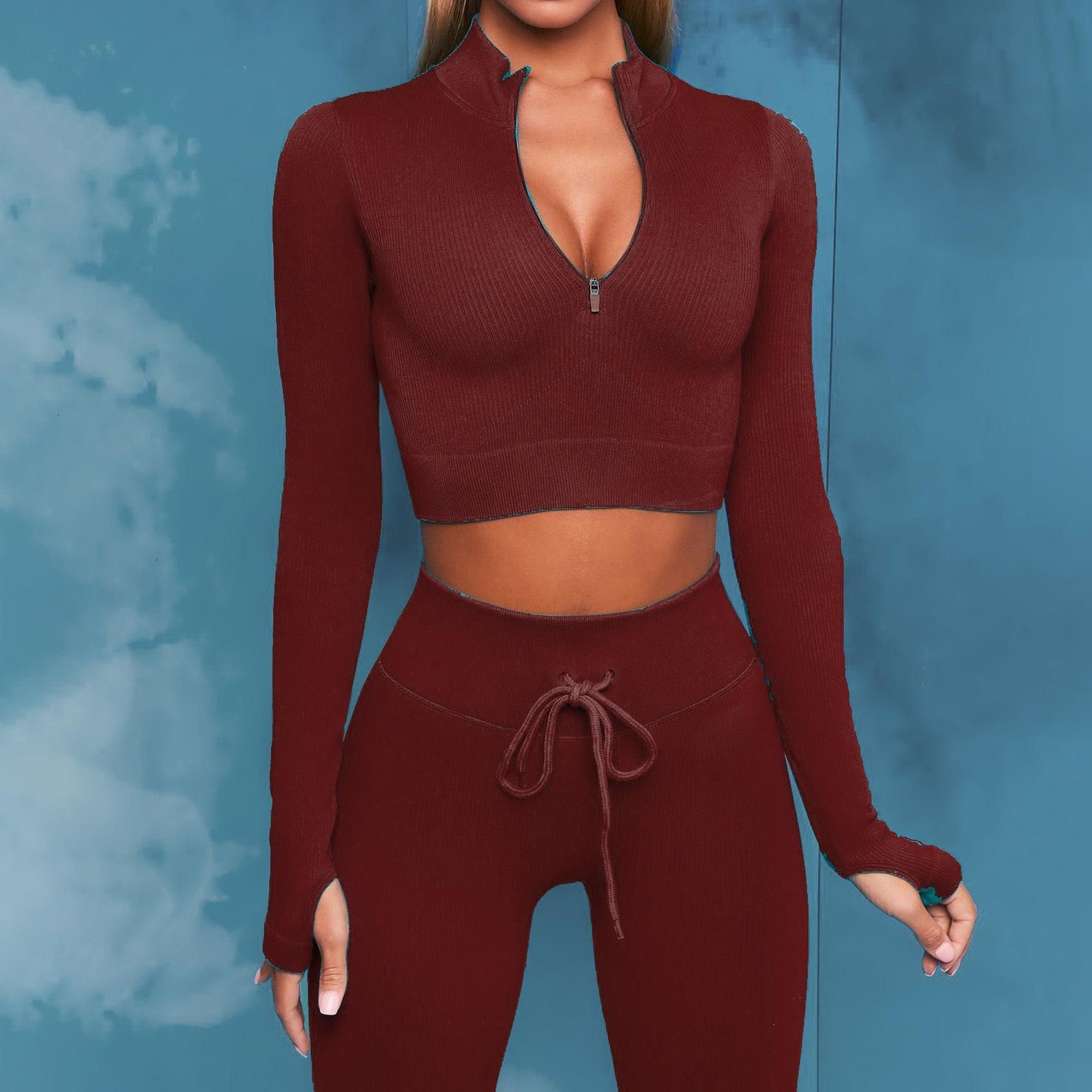 women’s 5 piece activewear set – zipper sports bra, long sleeve top, quick dry shorts & leggings, yoga & fitness outfit 12