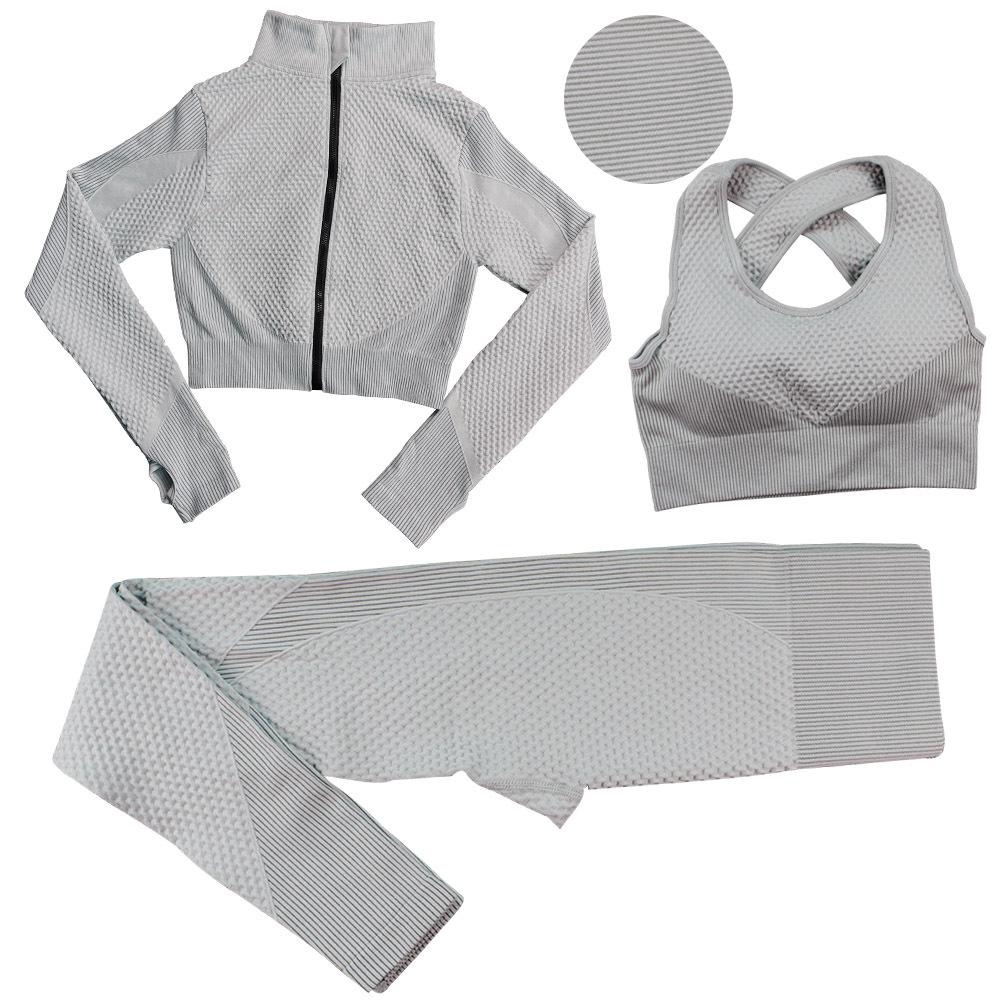 women’s 3 piece activewear set – high waist yoga pants, sports bra, and jacket for running, fitness, and yoga 14