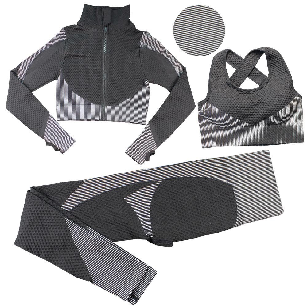 women’s 3 piece activewear set – high waist yoga pants, sports bra, and jacket for running, fitness, and yoga 9