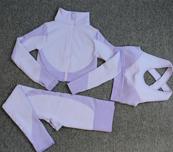 women’s 3 piece activewear set – high waist yoga pants, sports bra, and jacket for running, fitness, and yoga 13