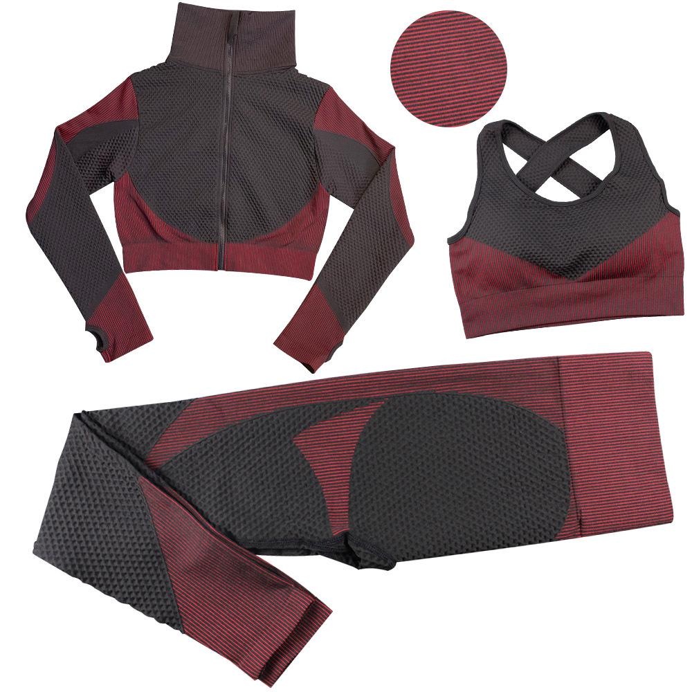women’s 3 piece activewear set – high waist yoga pants, sports bra, and jacket for running, fitness, and yoga 10