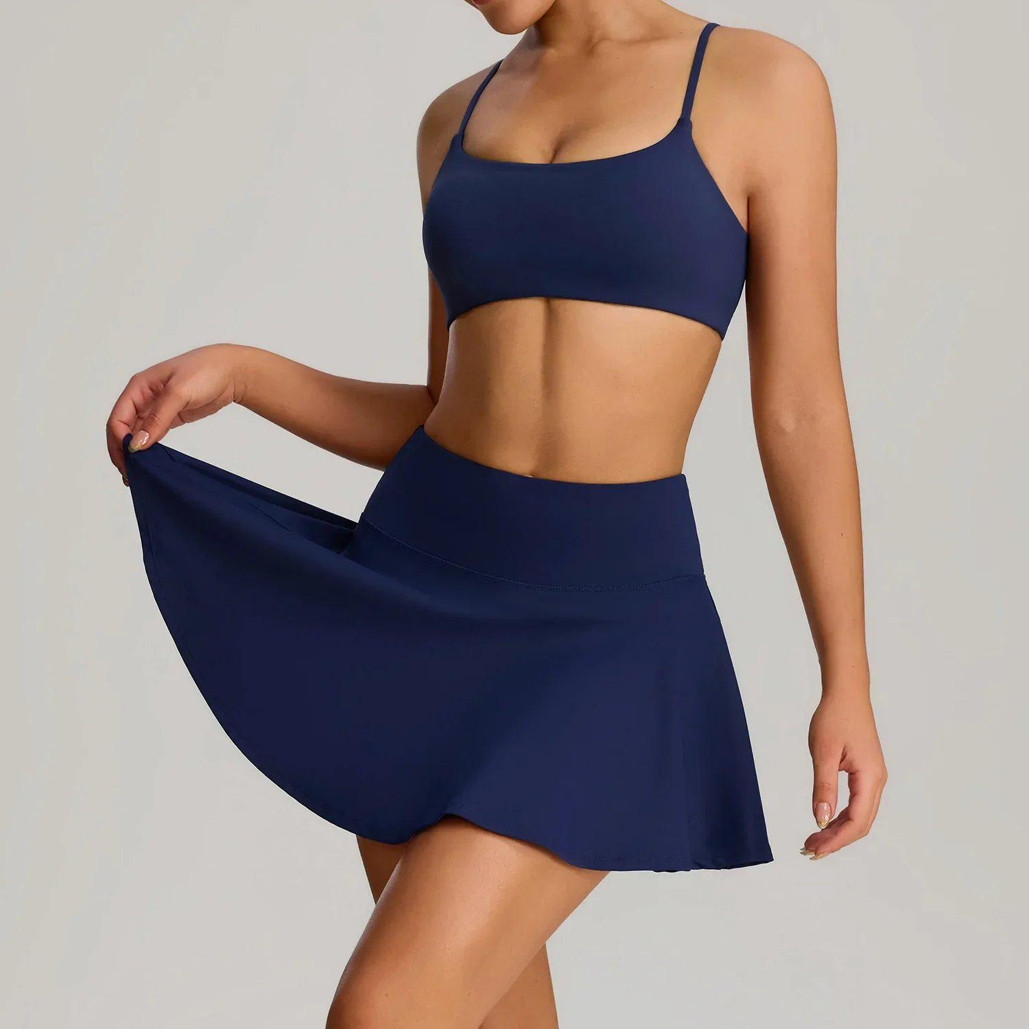 women's quick dry tennis and yoga outfit – stretchy, breathable activewear set for outdoor sports and fitness 1