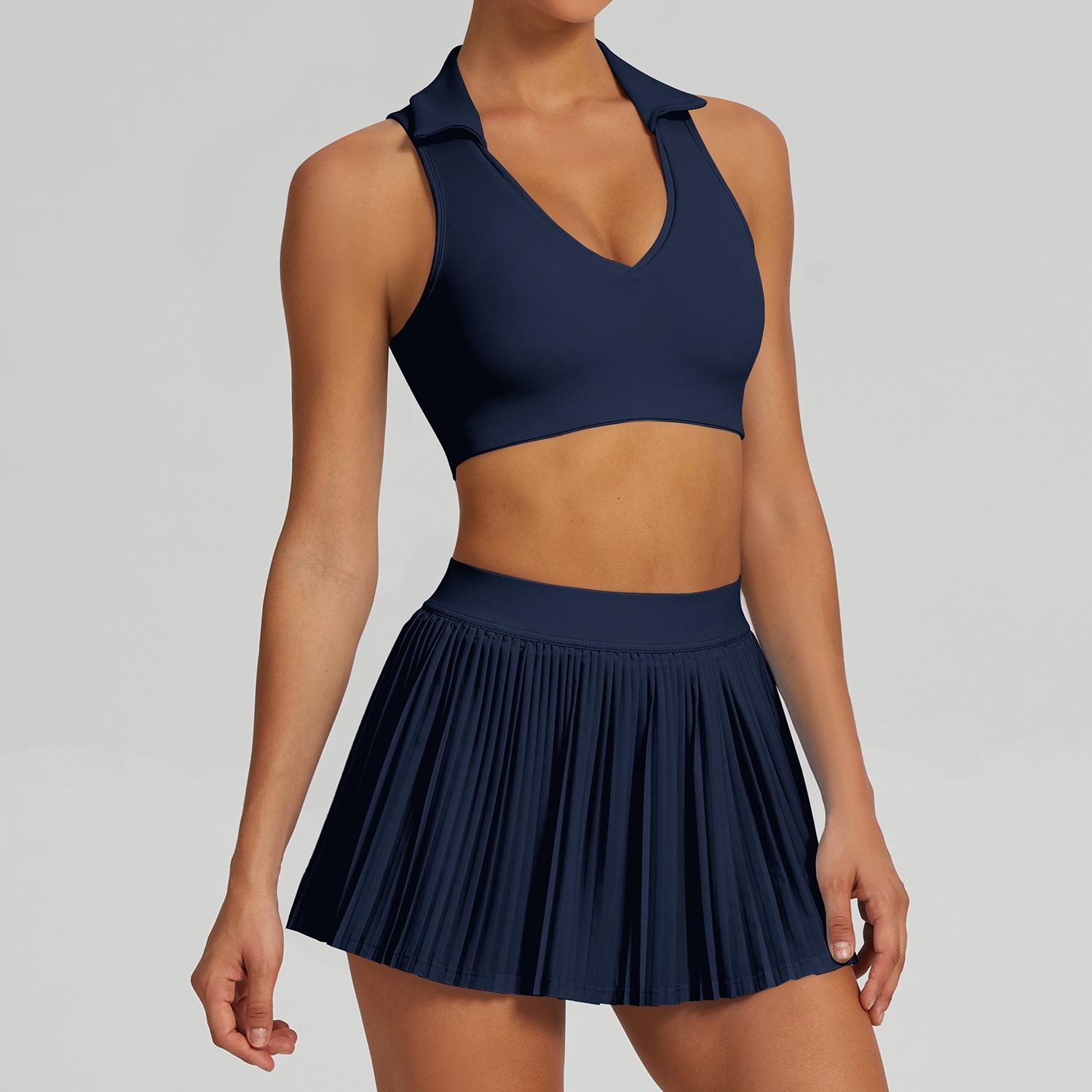 breathable summer yoga outfit set with cute skirt women's tennis & fitness activewear 8