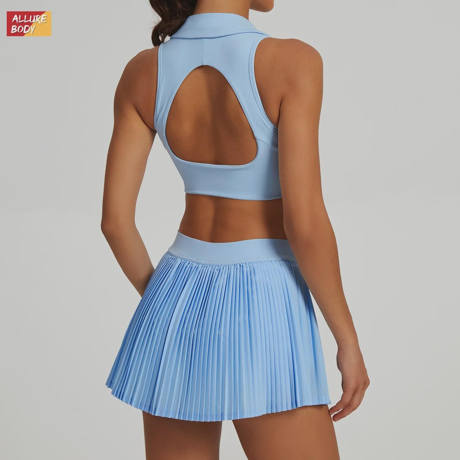 breathable summer yoga outfit set with cute skirt women's tennis & fitness activewear 1