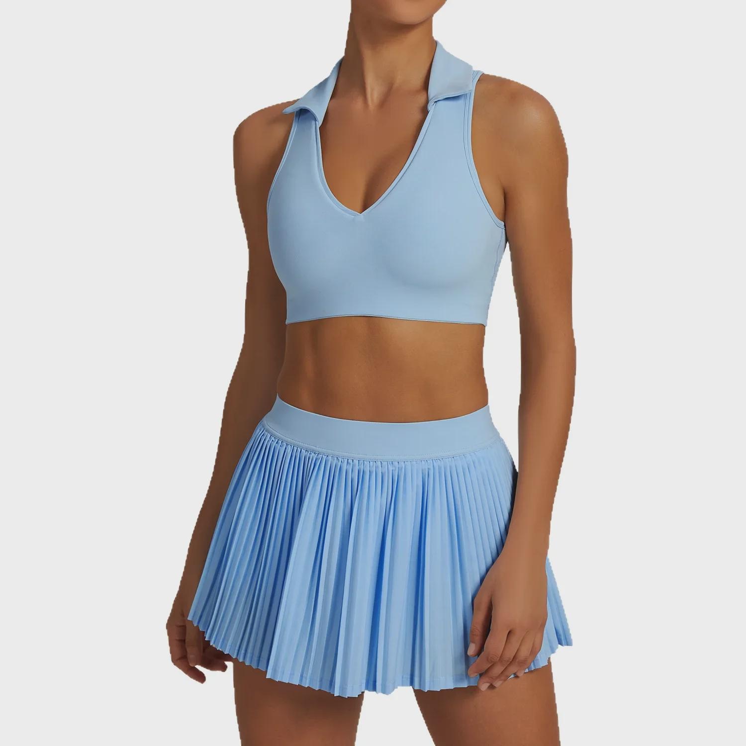 breathable summer yoga outfit set with cute skirt women's tennis & fitness activewear 4