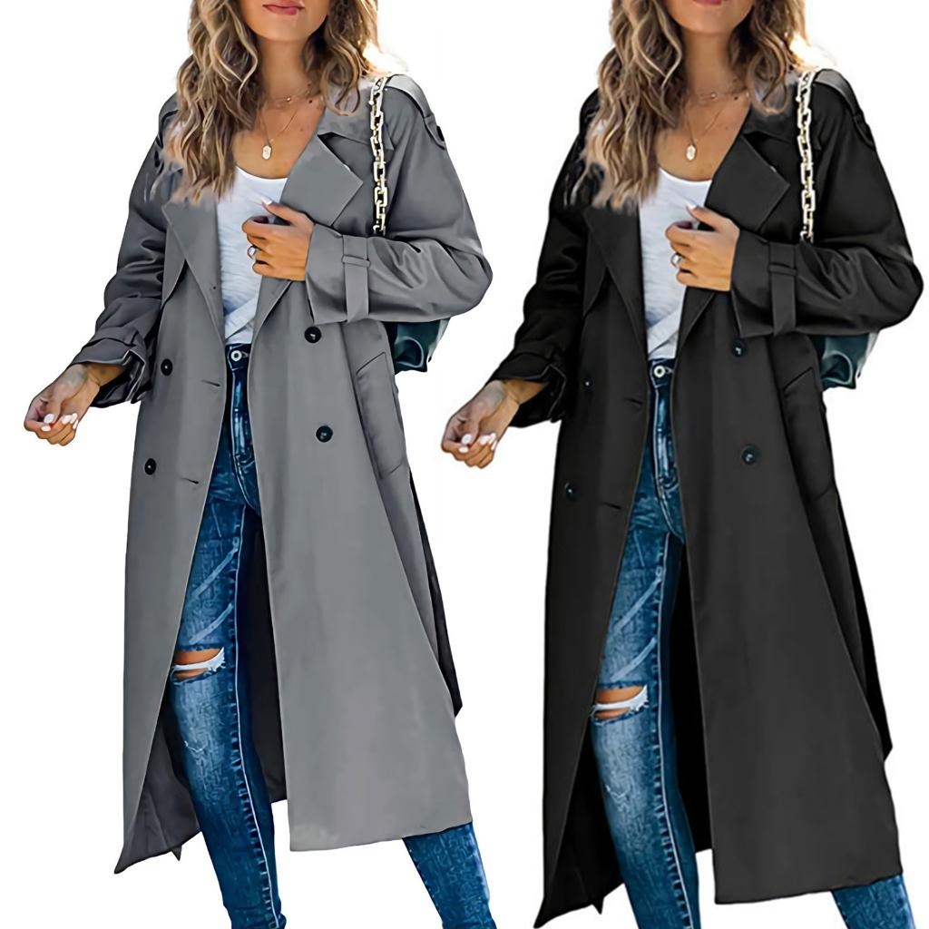 long coat for women long sleeve trench jacket windbreaker coats and jackets 1