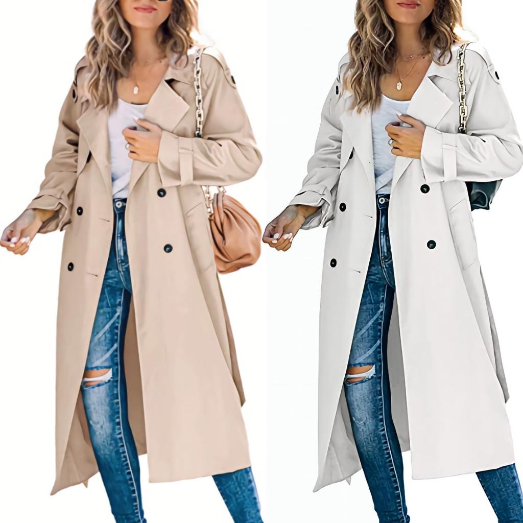 long coat for women long sleeve trench jacket windbreaker coats and jackets 3