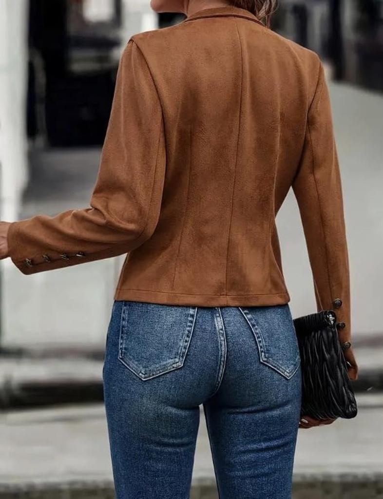 women's jackets fall casual business long sleeve open front cropped jacket coat 10