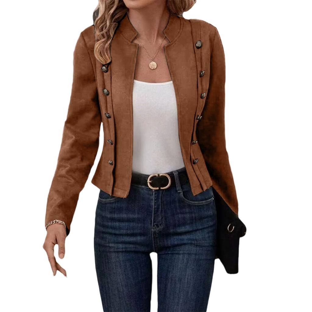women's jackets fall casual business long sleeve open front cropped jacket coat 8