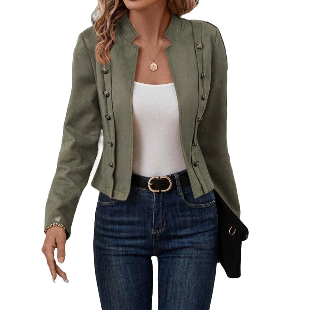 women's jackets fall casual business long sleeve open front cropped jacket coat 2
