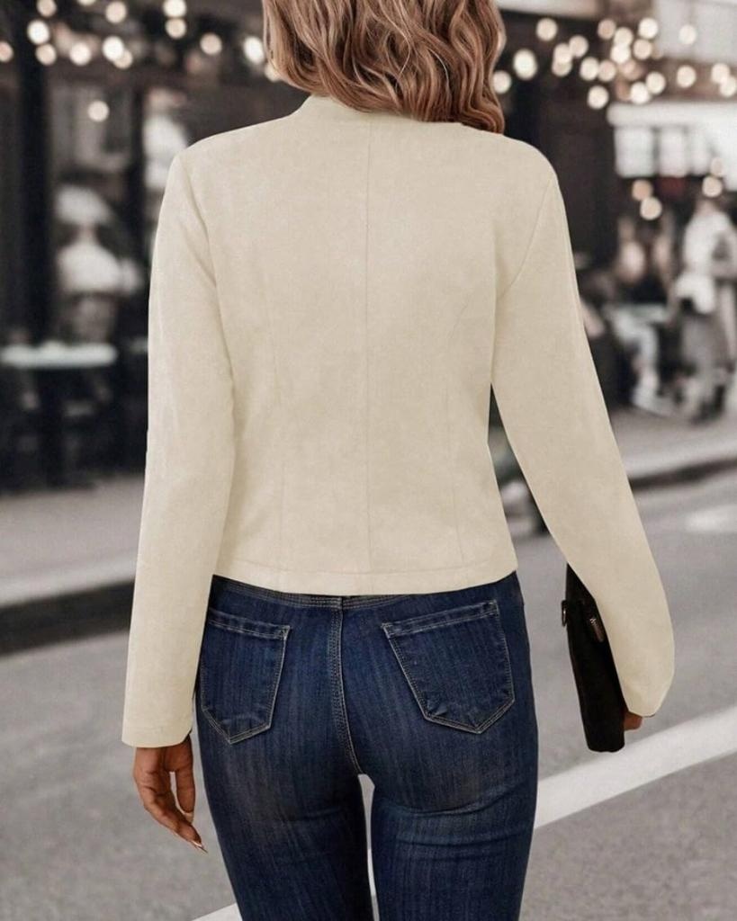 women's jackets fall casual business long sleeve open front cropped jacket coat 4