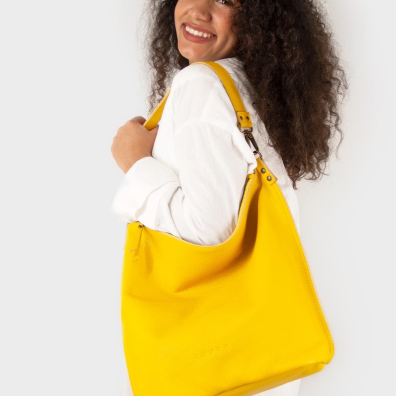 bolso hobo de piel hecho a mano: bolso de hombro con bandolera de eslabones multicolor 1