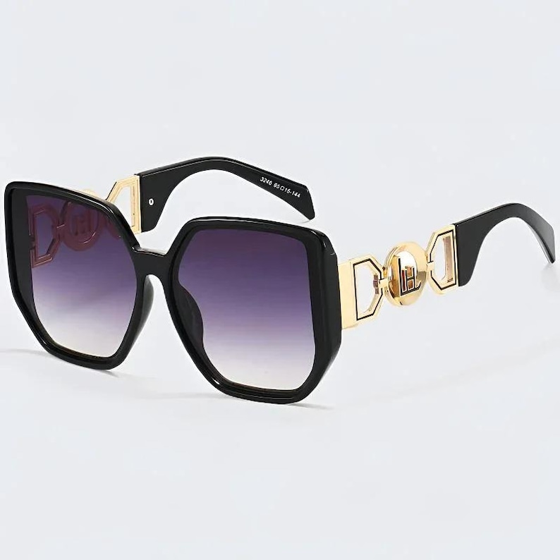 gafas de sol de gran tamaño con montura grande y patillas huecas, uv400, nuevas gafas de sol para mujer 2026, elegantes gafas de sol de diseño de lujo para mujer. 6