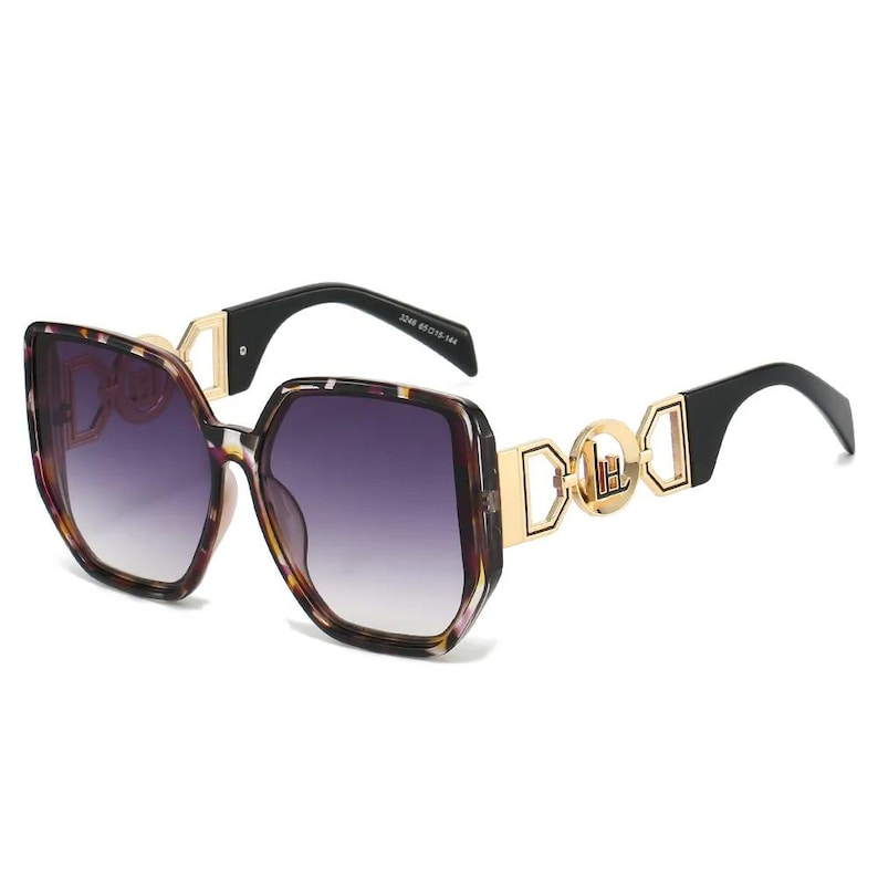 gafas de sol de gran tamaño con montura grande y patillas huecas, uv400, nuevas gafas de sol para mujer 2026, elegantes gafas de sol de diseño de lujo para mujer. 3