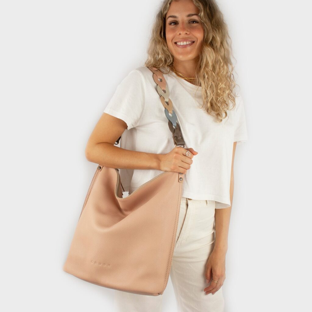 Bolso hobo de piel hecho a mano: bolso de hombro con bandolera de eslabones multicolor 8