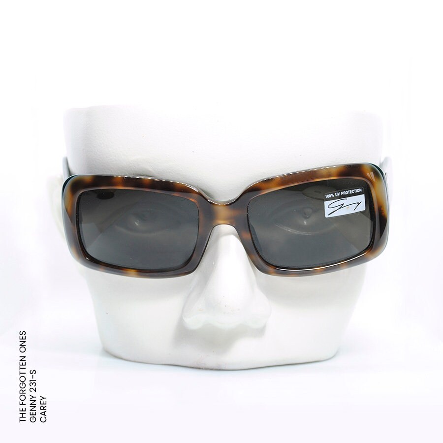 gafas de sol genny versace vintage originales | modelo 231s | años 80 | montura cuadrada de carey con interior verde | nuevas sin usar 4