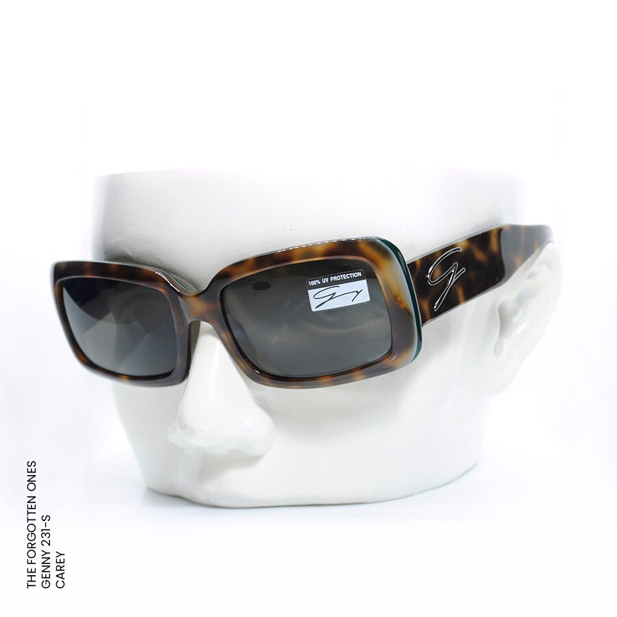 gafas de sol genny versace vintage originales | modelo 231s | años 80 | montura cuadrada de carey con interior verde | nuevas sin usar 5