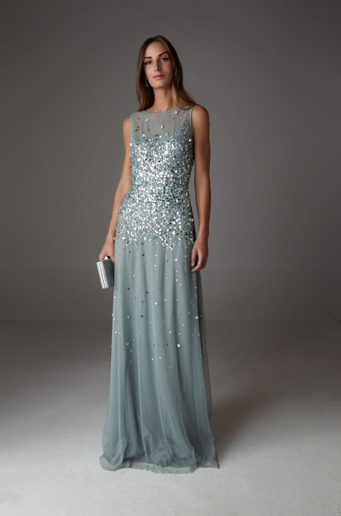 Vestido de fiesta con lentejuelas y diamantes de imitación bordados: vestido de tul con espalda abierta 0|