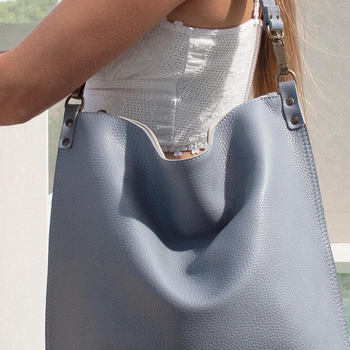 bolso hobo de piel hecho a mano: bolso de hombro con bandolera de eslabones multicolor 16