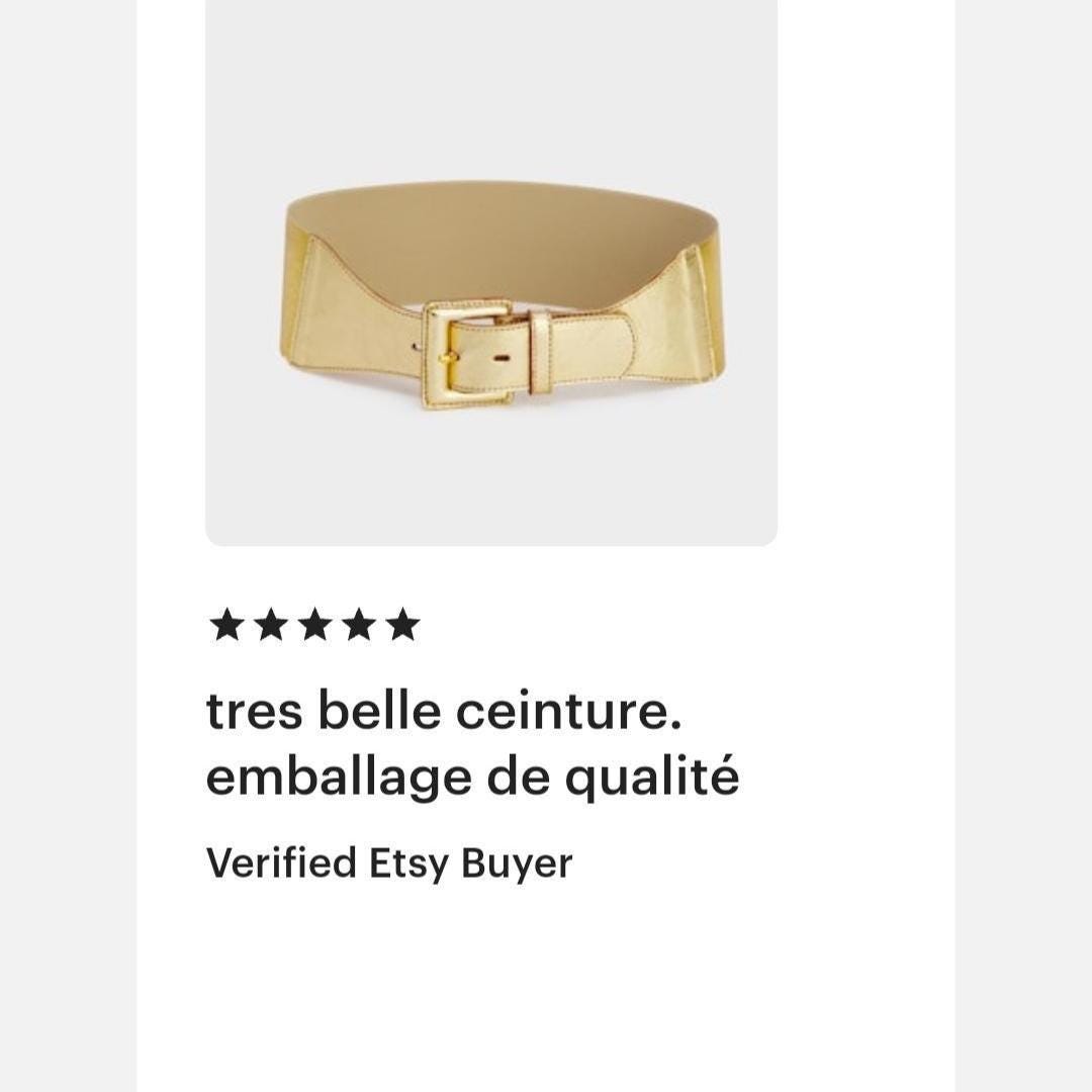 cinturón elástico dorado, cinturón de cuero metalizado para mujer, cinturón ancho dorado hecho a mano con hebilla, regalo de moda para mamá. 9