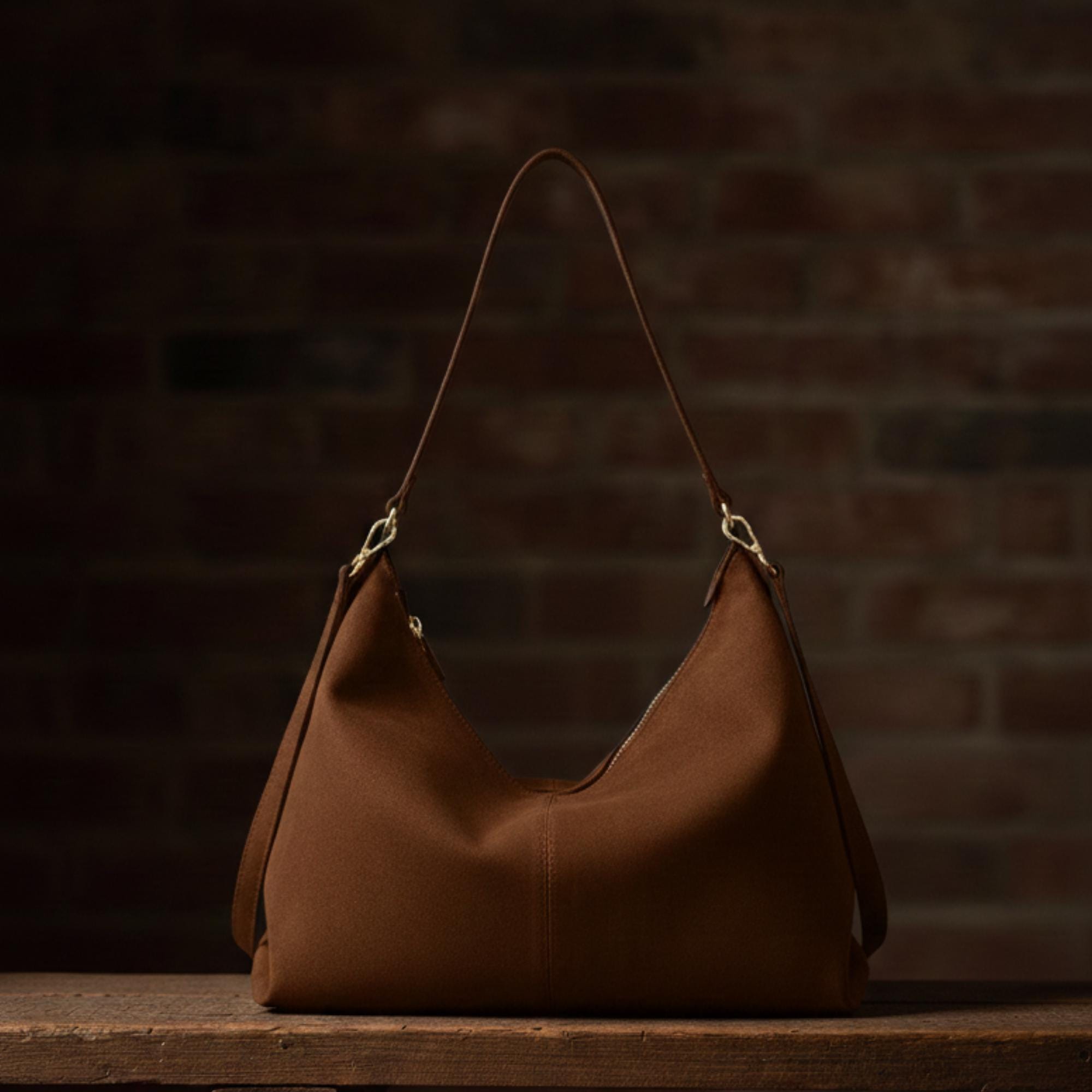 Bolso bandolera de piel auténtica beige: diseño minimalista de lujo con una estética suave y neutra. 22
