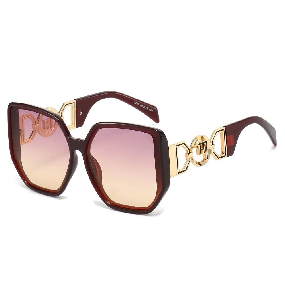 gafas de sol de gran tamaño con montura grande y patillas huecas, uv400, nuevas gafas de sol para mujer 2026, elegantes gafas de sol de diseño de lujo para mujer. 9