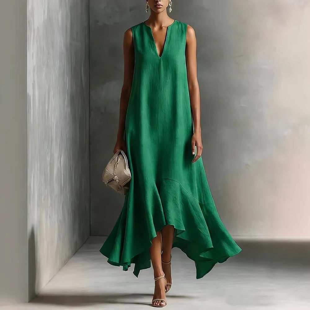 Vestido moda Luistron sin mangas con escote en V profundo y bajo asimétrico. 7153fc1d 960c 4684 bd18 bbdc2e613ce3.jpg